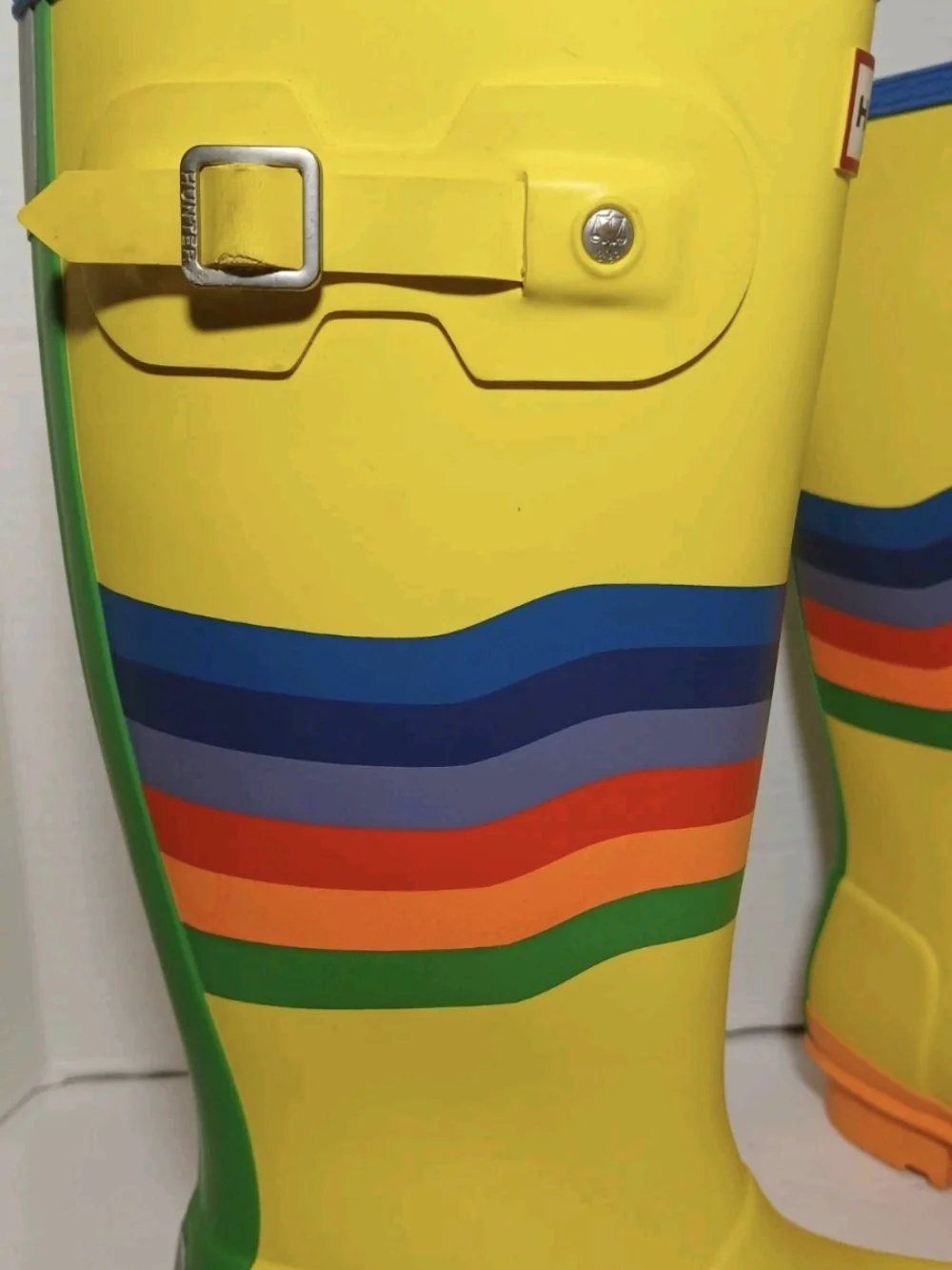 Hunter Original Kids Wiggle Rainbow Rain Boots Yellow Size US 4/5 UK 3 EU 36
